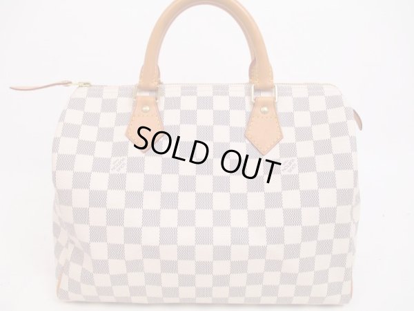 Photo2: LOUIS VUITTON Damier Azur Leather White Hand Bag Purse Speedy30 #4737