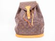 Photo1: LOUIS VUITTON Monogram Leather Brown Backpack Bag Montsouris GM #4745 (1)