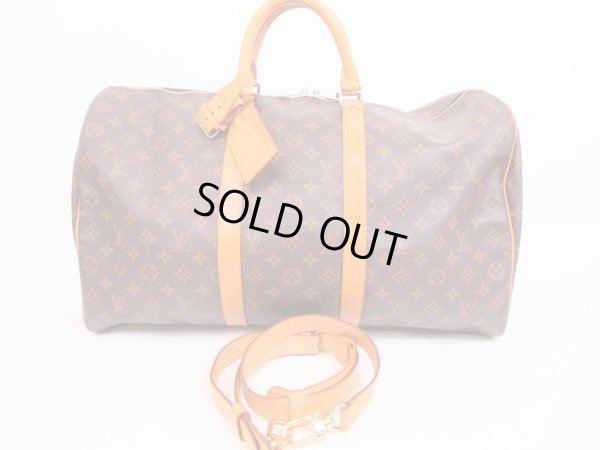 Photo1: LOUIS VUITTON Monogram Leather Brown Gym Bag Keepall 50 Bandouliere #4758