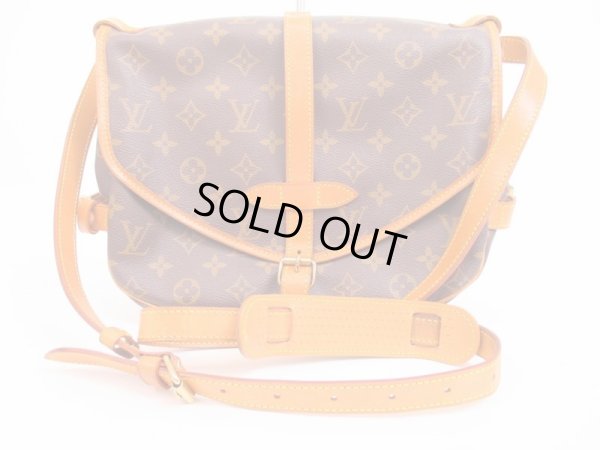 Photo1: LOUIS VUITTON Monogram Leather Brown Cross-body Bag Saumur MM 30 #4760