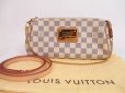 Photo1: LOUIS VUITTON Azur Leather White Evening Bag Pochette Eva W/Strap #4776 (1)