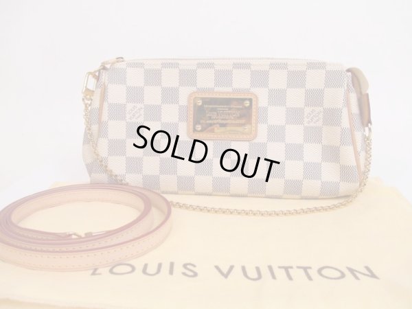 Photo1: LOUIS VUITTON Azur Leather White Evening Bag Pochette Eva W/Strap #4776