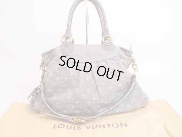 Photo1: LOUIS VUITTON Monogram Denim Gray Hand Bag w/Strap Neo Cabby MM #4805