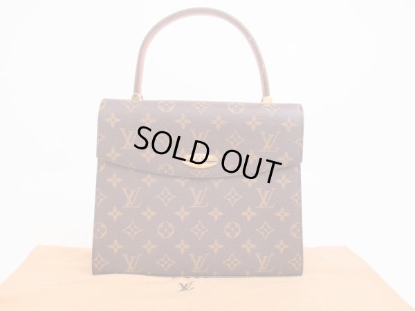 Photo1: LOUIS VUITTON Monogram Leather Brown Hand Bag Purse Malesherbes #4816