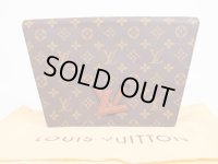 LOUIS VUITTON Special Order Monogram Leather Brown Clutch Bag Purse Trapeze #4821