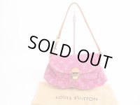 LOUIS VUITTON Monogram Denim Pink Shoulder Bag Pouch Mini Pleaty #4825