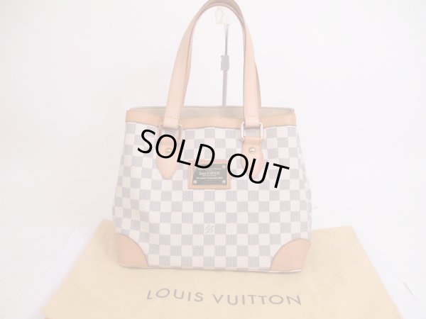 Photo1: LOUIS VUITTON Azur Leather White Tote Bag Purse Hampstead MM #4826