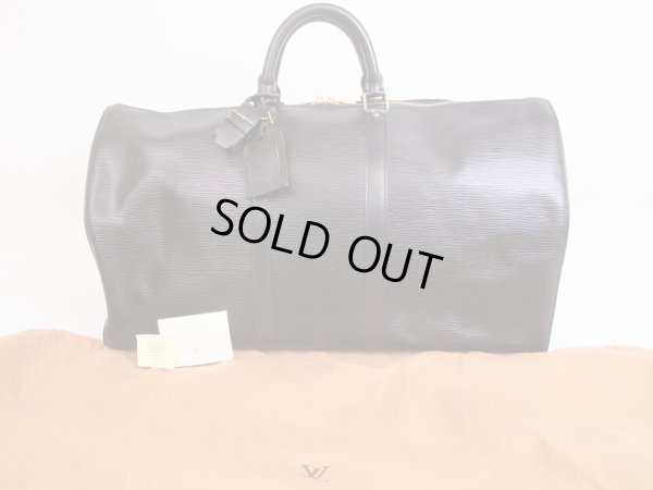 Photo1: LOUIS VUITTON Epi Leather Black Duffle&Gym Bag Boston Bag Keepall 55 #4835