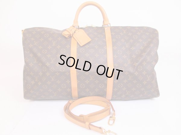 Photo1: LOUIS VUITTON Monogram Leather Brown Gym Bag Keepall 60 Bandouliere #4837