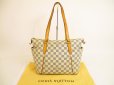 Photo1: LOUIS VUITTON Damier Azur White Leather Shoppers Bag Purse Totally PM #4860 (1)