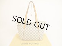 LOUIS VUITTON Damier Azur White Leather Shoppers Bag Purse Totally PM #4860