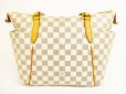 Photo2: LOUIS VUITTON Damier Azur White Leather Shoppers Bag Purse Totally PM #4860 (2)