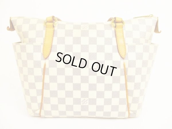 Photo2: LOUIS VUITTON Damier Azur White Leather Shoppers Bag Purse Totally PM #4860