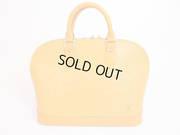 Photo1: LOUIS VUITTON Epi Leather Yellow Hand Bag Purse Alma #4881