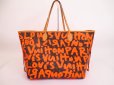 Photo1: LOUIS VUITTON Graffiti Monogram Leather Orenge Tote Bag Neverfull #4884 (1)