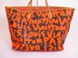 Photo2: LOUIS VUITTON Graffiti Monogram Leather Orenge Tote Bag Neverfull #4884 (2)