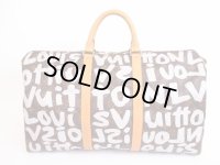 LOUIS VUITTON Monogram Leather Graffiti White Boston Bag Keepall 50 #4885