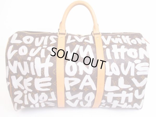 Photo2: LOUIS VUITTON Monogram Leather Graffiti White Boston Bag Keepall 50 #4885