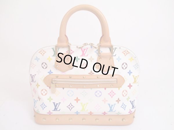 Photo1: LOUIS VUITTON Multi-color Leather White Hand Bag Alma #4887