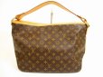 Photo2: LOUIS VUITTON Monogram Leather Brown Shoulder Bag Hobo Delightful PM #4895 (2)