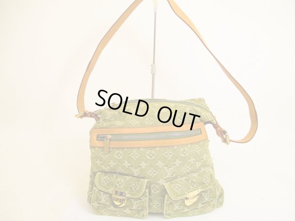 Photo1: LOUIS VUITTON Monogram Denim Khaki Shoulder Bag Baggy GM #4900