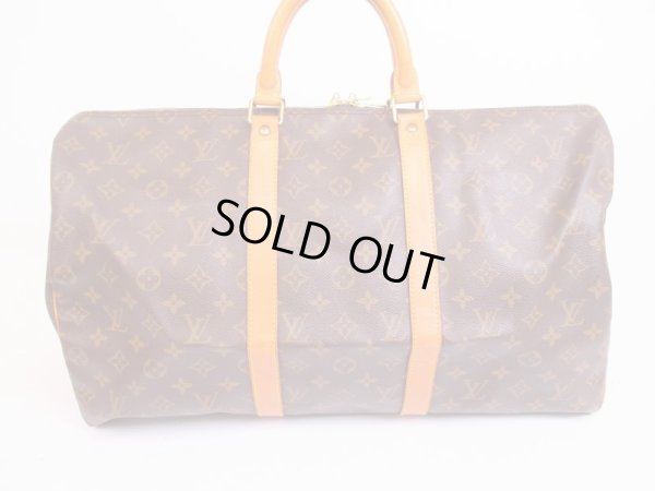 Photo2: LOUIS VUITTON Monogram Leather Brown Duffle&Gym Bag Keepall 50 #4907