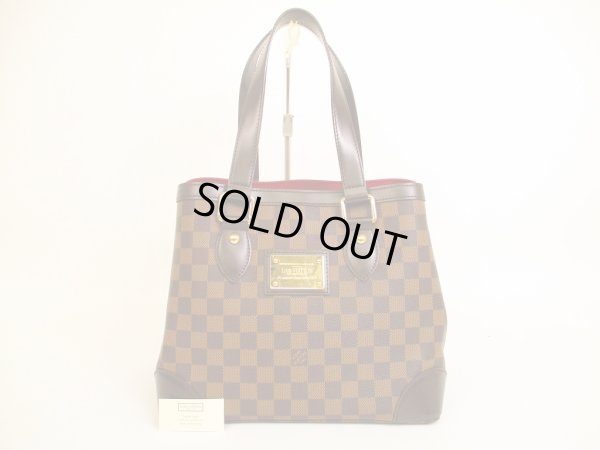 Photo1: LOUIS VUITTON Damier Leather Brown Tote Bag Purse Hampstead PM #4910