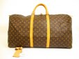 Photo1: LOUIS VUITTON Monogram Leather Brown Duffle&Gym Bag Keepall 60 #4915 (1)