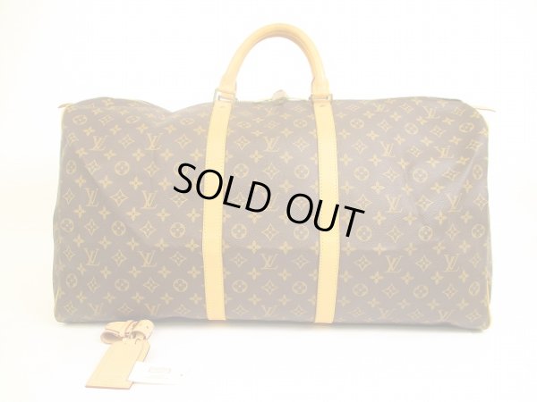 Photo1: LOUIS VUITTON Monogram Leather Brown Duffle&Gym Bag Keepall 60 #4915