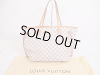 LOUIS VUITTON Azur Leather White Tote&Shoppers Bag Neverfull MM #4923