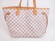 Photo2: LOUIS VUITTON Azur Leather White Tote&Shoppers Bag Neverfull MM #4923 (2)