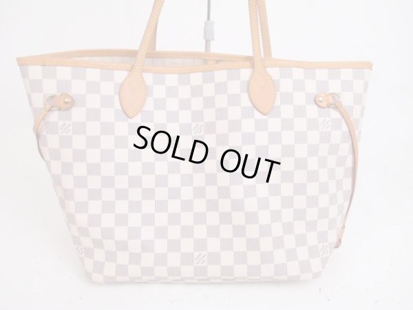 Photo2: LOUIS VUITTON Azur Leather White Tote&Shoppers Bag Neverfull MM #4923