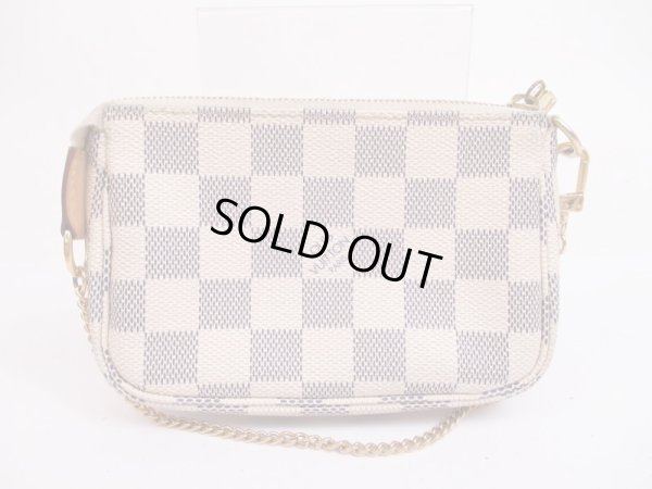 Photo1: LOUIS VUITTON Azur Leather White Chain Pouch Accessories Pouch #4933