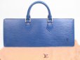 Photo1: LOUIS VUITTON Epi Leather Blue Hand Bag Purse Sac Triangle #4967 (1)