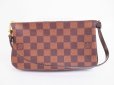 Photo1: LOUIS VUITTON Damier Leather Brown Accessories Pouch Pochette #4977 (1)