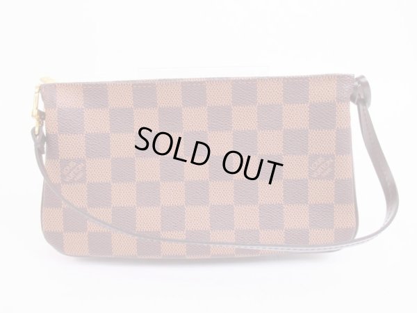 Photo1: LOUIS VUITTON Damier Leather Brown Accessories Pouch Pochette #4977