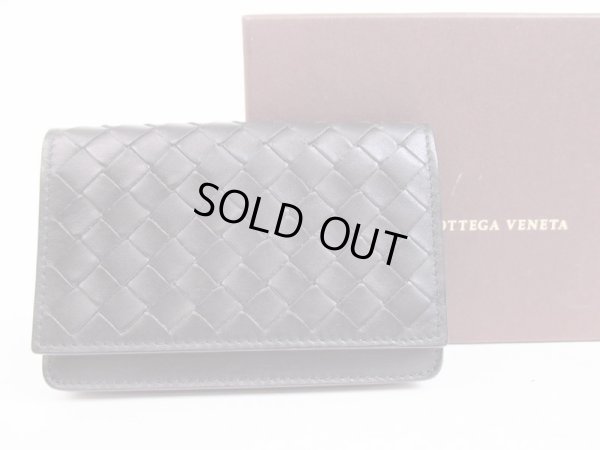 Photo1: BOTTEGA VENETA Intrecciato Black Leather Business Card Case #4987