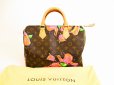 Photo1: LOUIS VUITTON 2009 Limited Monogram Rose Leather Brown Hand Bag Speedy30 #4526 (1)