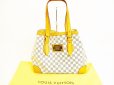 Photo1: LOUIS VUITTON Azur Leather White Tote&Shoppers Bag Hampstead MM #5041 (1)