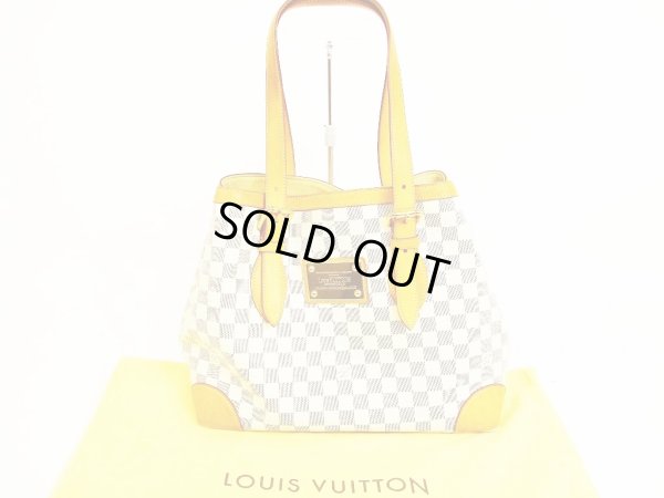 Photo1: LOUIS VUITTON Azur Leather White Tote&Shoppers Bag Hampstead MM #5041