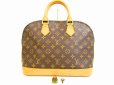 Photo1: LOUIS VUITTON Monogram Leather Brown Hand Bag Purse Alma #5046 (1)