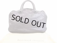 BOTTEGA VENETA Goat Leather Metallic Gray Hand Bag Mini Boston Bag #5061