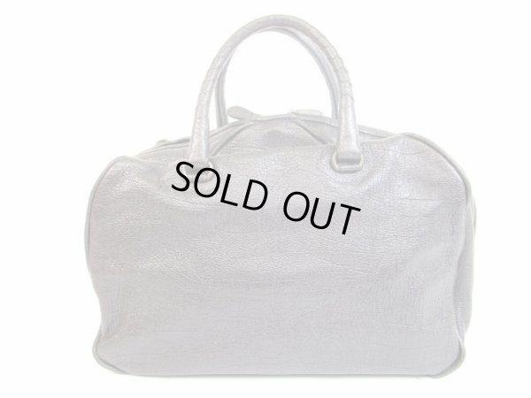 Photo2: BOTTEGA VENETA Goat Leather Metallic Gray Hand Bag Mini Boston Bag #5061