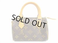 LOUIS VUITTON Monogram Leather Brown Hand Bag Pouch Mini Speedy #5063