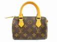 Photo2: LOUIS VUITTON Monogram Leather Brown Hand Bag Pouch Mini Speedy #5063 (2)