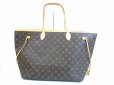 Photo2: LOUIS VUITTON Monogram Leather Brown Tote&Shoppers Bag Neverfull GM #5087 (2)