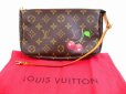 Photo1: LOUIS VUITTON Monogram Leather Brown Murakami Cherry Accessories Pouch #5133 (1)