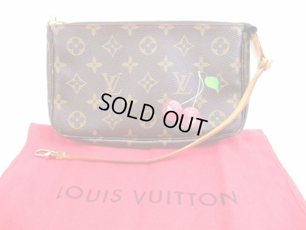 Photo1: LOUIS VUITTON Monogram Leather Brown Murakami Cherry Accessories Pouch #5133