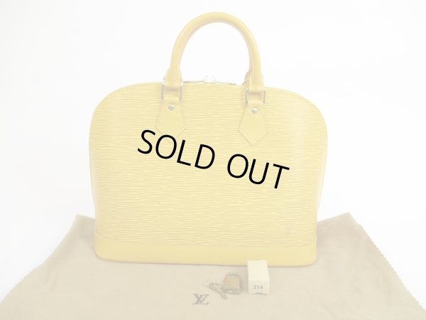 Photo1: LOUIS VUITTON Epi Leather Yellow Hand Bag Purse Alma #5158