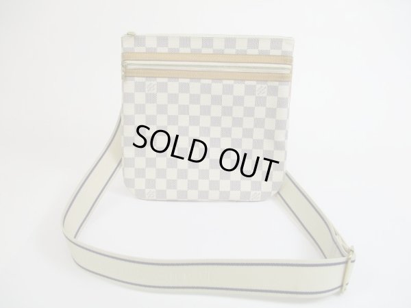 Photo1: LOUIS VUITTON Azur Leather White Cross-body Bag Pohette Bosphore #5178